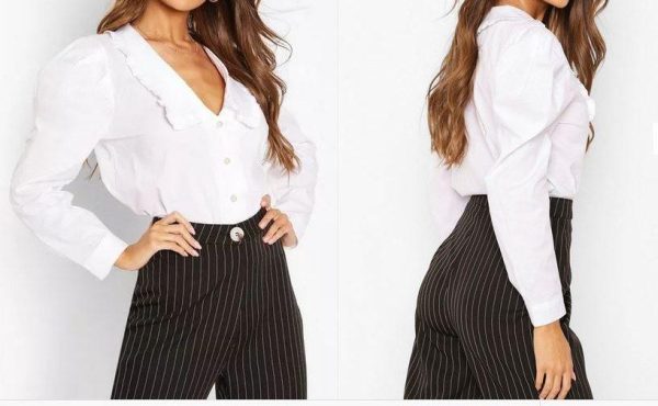 Peral button collar cotton mix shirt 18 e1646341993608