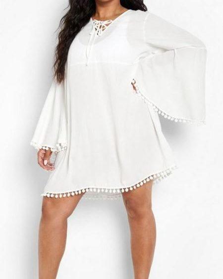 Tassel Flare sleeve smock dress e1646342115816