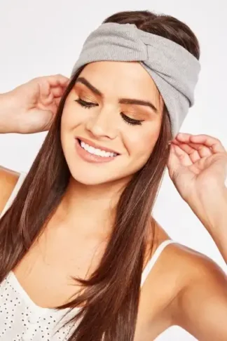 ribbed turban headband grey