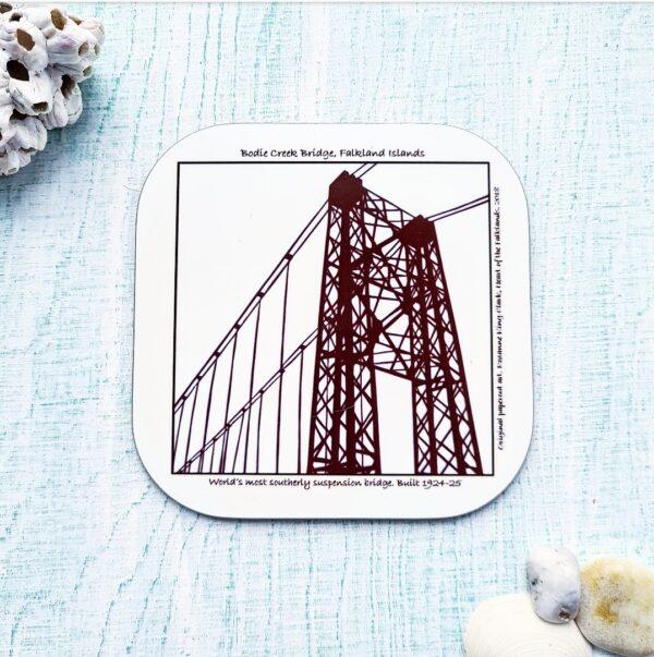 Bodie Creek Bridge papercut coaster Heart of the Falklands 2