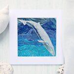 Sei whale Falkland Islands papercut painting print papercutting art artist acrylic paint multilayer waves