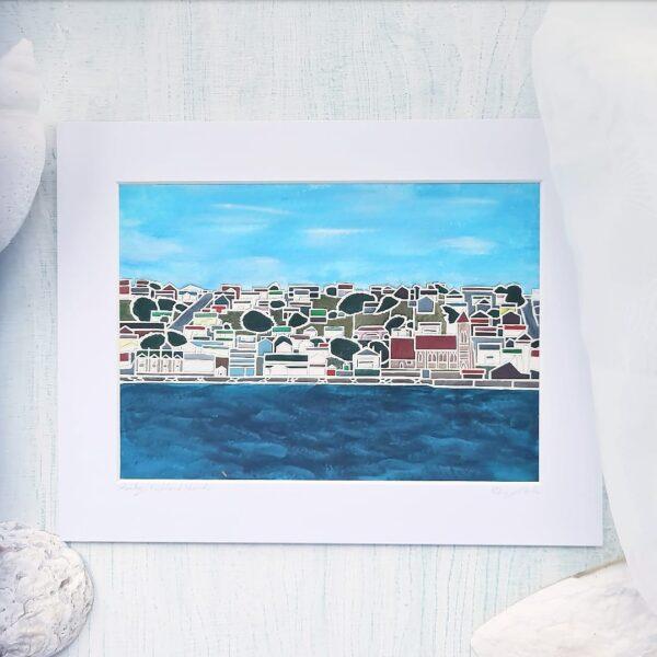 Stanley Falkland Islands papercut painting print papercutting art artist Harbour acrylic paint